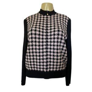 St John Blazer Jacket Cardigan Bomber Santana Knit Long Sleeve Black Pin…